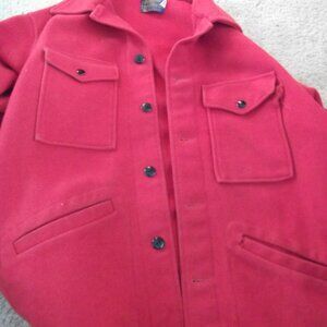 Vintage Pendleton Mens Red Virgin Wool Button Down Coat